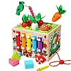 Куб логічний ігровий центр для дітей 9в1 Каталка шестерні сортер ксилофон годинник лабіринт грядки черв'ячки англ, фото 3