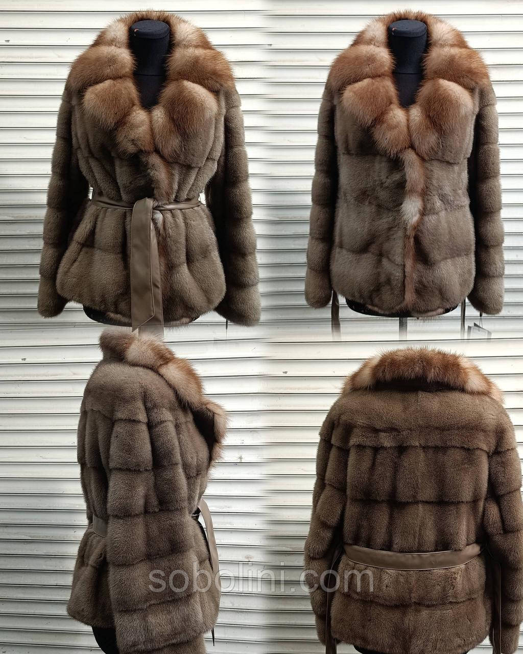 Гарна шубка з хутра норочки та куниці!, фото 1