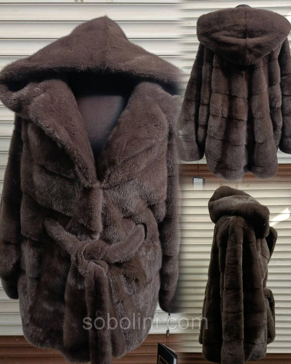 Шубка летучка з хутра норочки в кольорі кориця, фото 1