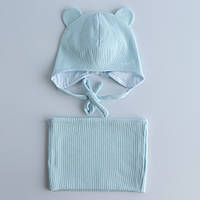 Дитяча демісезонна шапка кашкорсе з вушками Голуба, розмір 38-40