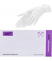 Рукавички вінілові нестерильні неприпудрені SEF 100 шт розмір S