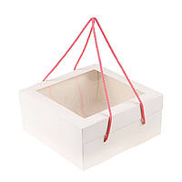 Коробка для подарунка біла 248*248*110, з ручками (упаковка 25 шт.)