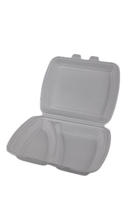 Ланч бокс 250х210х70 білий двухсекційний з кришкою упаковка 150шт/уп