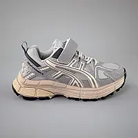 Демісезонні дитячі кросівки сірого кольору з текстилю на шнурівці з липучкою