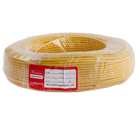 Дріт багатожильний 2.5mm2 (14AWG/77xD0.20 мм, мідь, PVC), жовтий, 1 м, фото 1