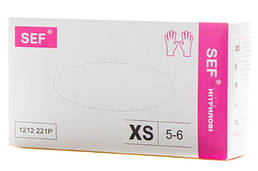 Рукавиці нітрилові SEF XS рожеві без пудри нестерильні пл 3,8 100 шт