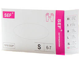 Рукавиці нітрилові SEF S рожеві без пудри нестерильні пл 3,8 100 шт