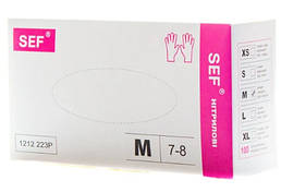 Рукавички нітрилові рожеві без пудри нестерильні SEF розмір M 100 шт