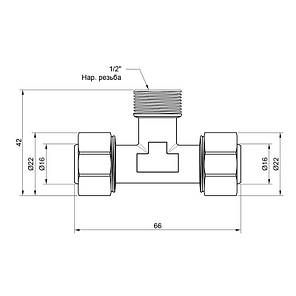 Трійник обтискний SD Plus 16х1/2"х16 НР SD160W161516, фото 2