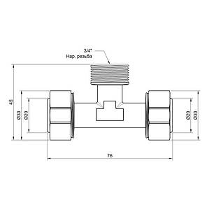 Трійник обтискний SD Plus 20х3/4"х20 НР SD160W2020, фото 2