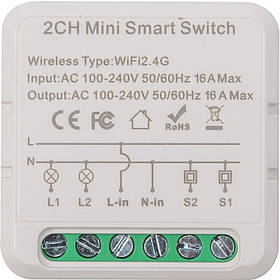 Розумний вимикач Tuya Wifi B202, 16A (2 gang 2 Way)