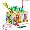 Розвиваюча іграшка машинка-каталка для дітей 6в1 Ксилофон магнітна риболовля сортер пальчикова гра і годинник, фото 3