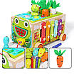 Розвиваюча іграшка машинка-каталка для дітей 6в1 Ксилофон магнітна риболовля сортер пальчикова гра і годинник, фото 5