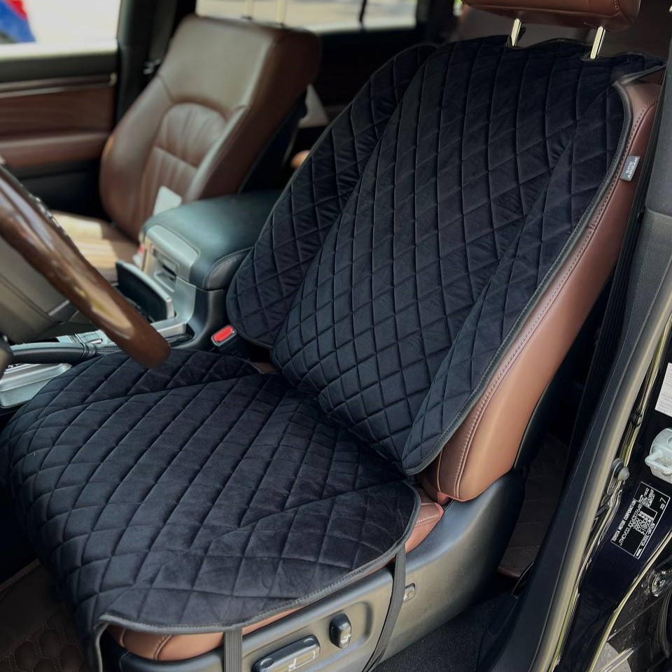 Накидки на сидіння авто з алькантари "Чорний ромб", фото 1