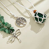 Підвіска з Малазійського нефриту з вощеної нитки з трьох частин дерево життя, бабка та камінь здоров'я, фото 5