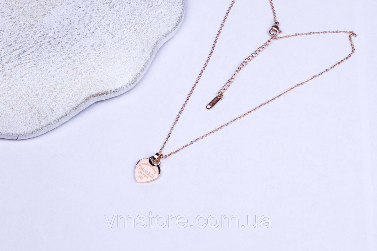 Підвіска серце на ланцюжку, серце з гравіюванням, медична сталь, фото 1