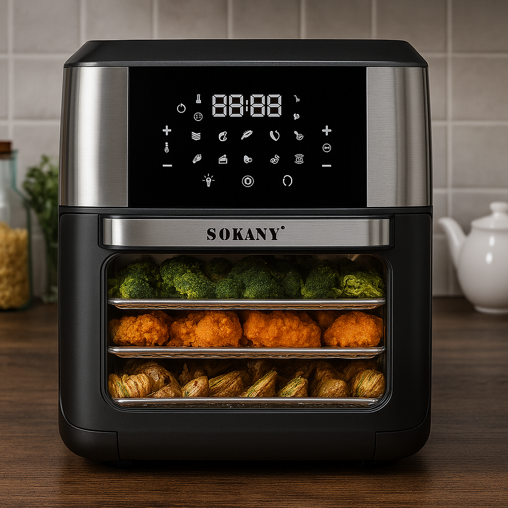 Аерофритниця електрична без масла SOKANY аерогриль для дому 12 л повітряна фритюрниця 1800 Вт комплект аксесуарів Lugi, фото 1