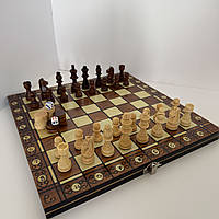 Набір ігор шахи, шашки, нарди 3 в 1 дерев'яні з магнітом 7702H (дошка 29x29 см)