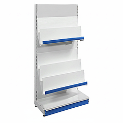 Металевий стелаж книжковий 1450*600 мм, приставний стелаж торговий, стелаж для книг в магазин, металевий стенд для книг, стійка