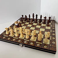Шахи, шашки, нарди дерев'яні з магнітом настільна гра 3в1 7702H (дошка 29x29 см)
