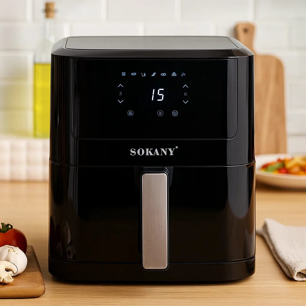 Аерогриль електричний для дому Sokany безмасляна фритюрниця 8 л мультипіч для дому з таймером 2000 Вт Lugi, фото 1