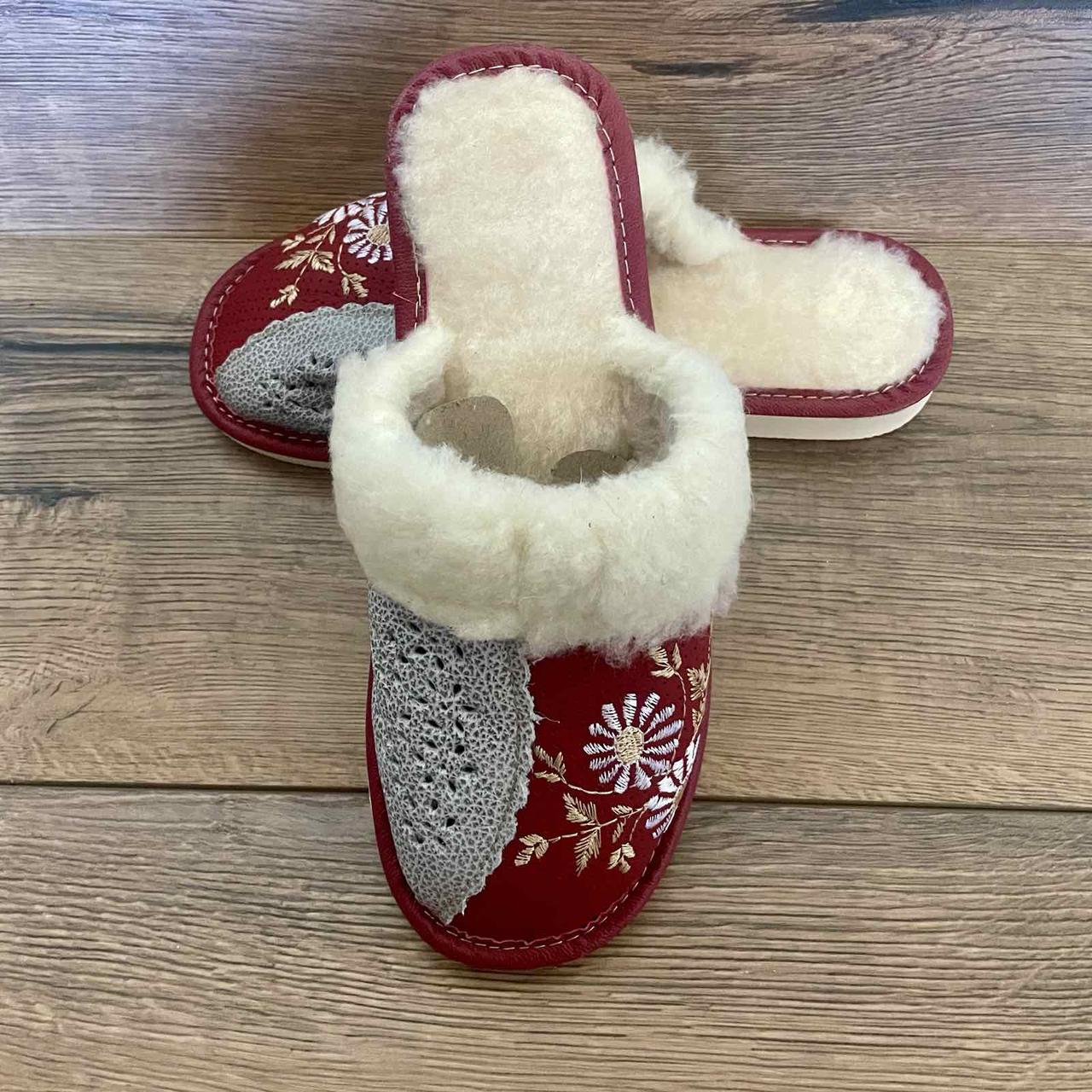 Шкіряні тапочки зимові, жіночі ТЗЖ5