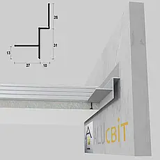 Профіль тіньового шва алюмінієвий АСТ-8 білий, фото 2