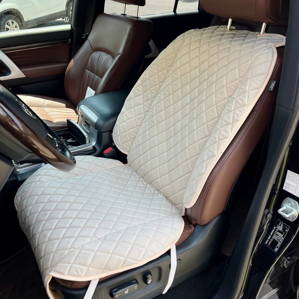 Накидки на сидіння авто з алькантари КОМФОРТ бежевий ромб, фото 1