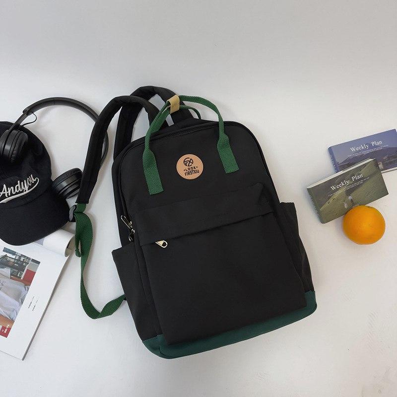 Стильний текстильний рюкзак. Чорний із зеленим, фото 1