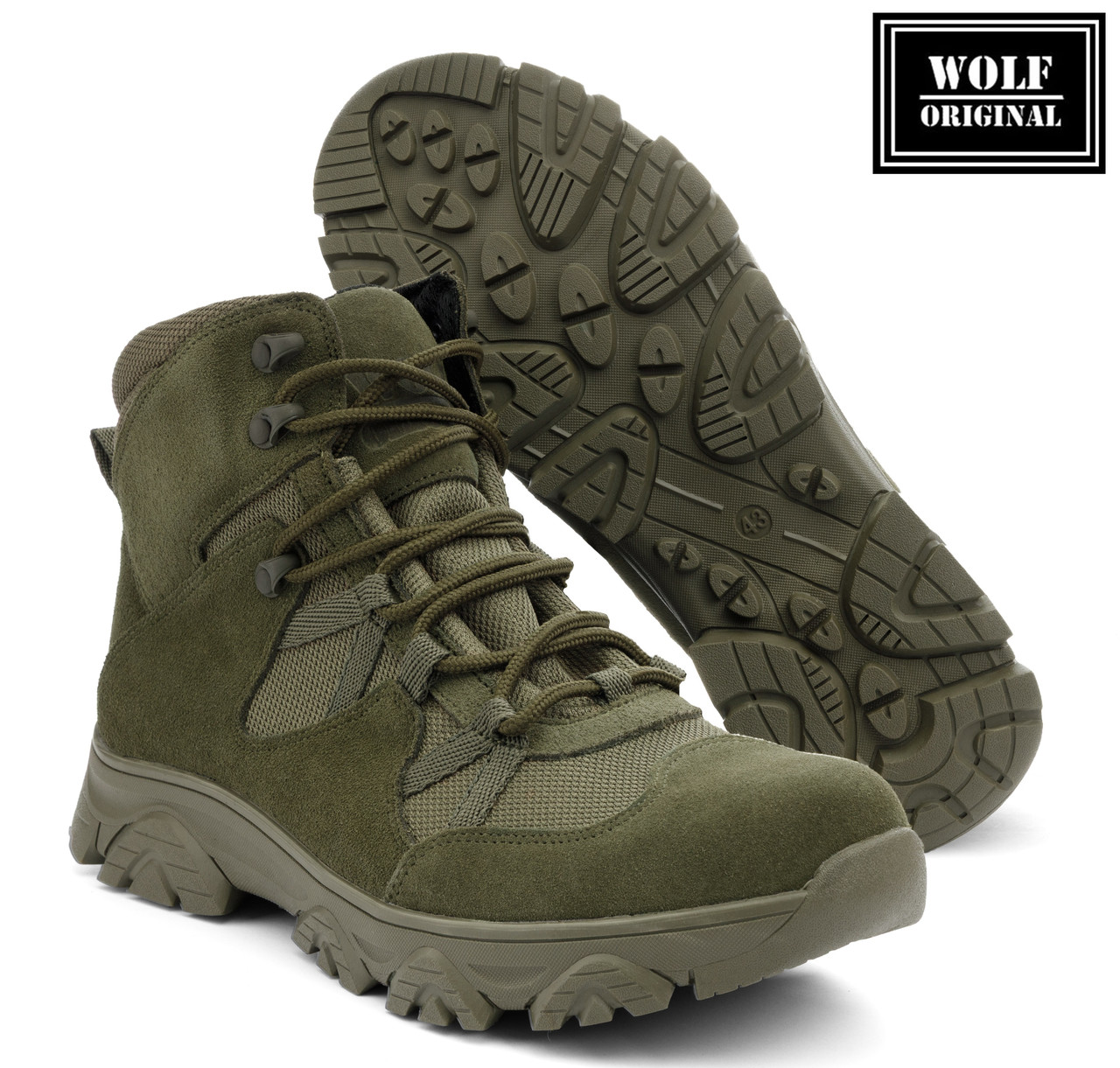 Тактичні армійські берці демісезонні "Партизан" хакі, військове демісезонне замшеве взуття, фото 1