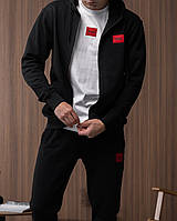 Чоловічий спортивний костюм двоколірний Hugo чорний базовий однотонний, брендові спортивні костюми