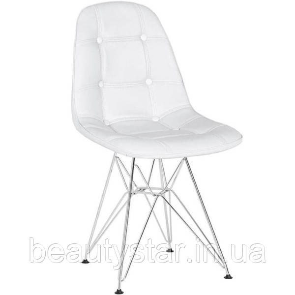 Стілець м'який на металевих ніжках ТАУЕР СОФТ S біла екокожа для адміністрації та гостей, фото 1
