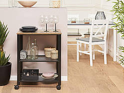 Стильний мобільний столик у сучасному дизайні BOLZANO Коричневий/Чорний з полицями