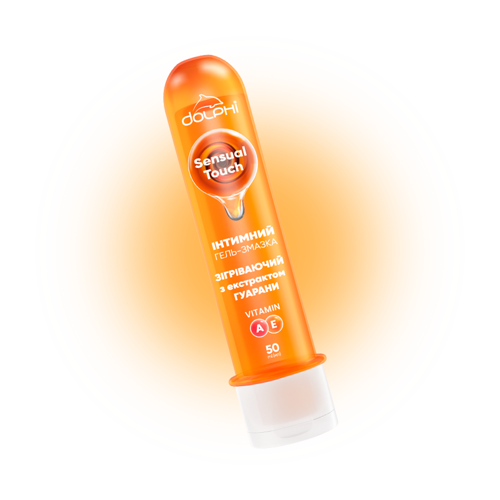 Гель-змазка DOLPHI Sensual Touch зволожуючий, зігріваючий з екстрактом гуарани та вітамінами А і Е, 50мл, фото 1