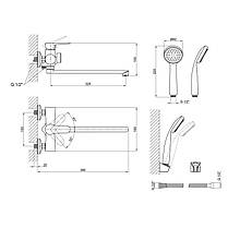 Змішувач для ванни Lidz Nicole 005 з поворотним виливом (з душовим гарнітуром) (k35) LDNIC005BLA45183 Black, фото 2