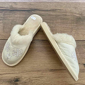 Шкіряні капці зимові з опушкою, жіночі ТЗЖ3, фото 3