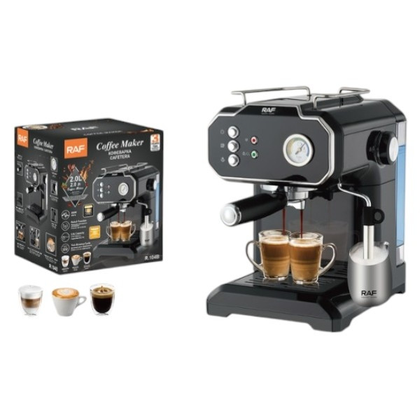 Професійна кавоварка з подвійним циклом та манометром, 2 л, 850 Вт Чорна, фото 1