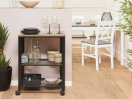 Стильний мобільний столик у сучасному дизайні BOLZANO Коричневий/Чорний з полицями