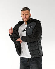 Чоловіча куртка Nike темно-сіра, спортивна демісезонна куртка Найк коротка з капюшоном, фото 3