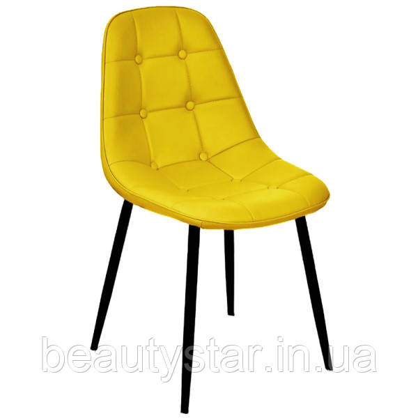 Стілець АГАТА жовтий екошкіра з м'якою спинкою для переговорних Стільчик для клієнтів манікюру, фото 1