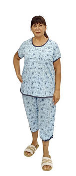 Трикотажна піжама з бриджами великих розмірів