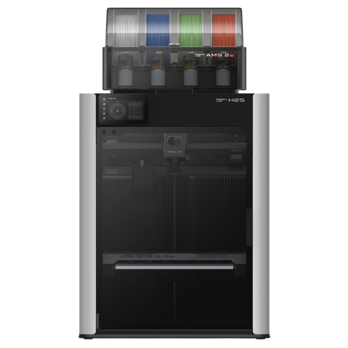 Bambu Lab H2S AMS2 Combo (PF003-S+SA007), 340*320*340mm, 1000mm/s, H350℃, B120℃, C65℃, 5" IPS screen, Wi-Fi, AMS2 Pro, Pre-filter, фото 1