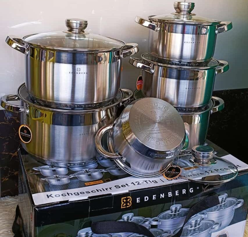 Набір каструль із неіржавкої сталі Edenberg EB-4036 12 предметів Набір кухонного посуду з товстим  індукційним дном, фото 1