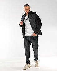 Чоловіча куртка Nike темно-сіра, спортивна демісезонна куртка Найк коротка з капюшоном, фото 4