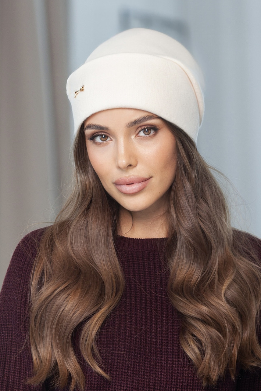 Жіноча шапка з кашеміру "Шарлотта", колір бежевий