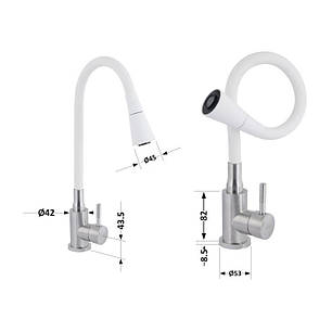 Змішувач для кухні Lidz Aria 015F31 з гнучким виливом (k35) LDARI015F31WNK36981 WNK, фото 2