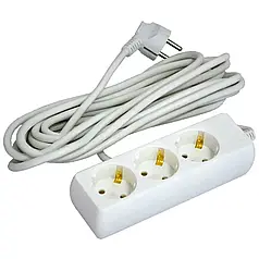 Подовжувач мережевий 3 розетки із заземленням 5 м Grunhelm G3W5M подовжувач касетний для дому