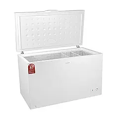 Морозилка широка з верхніми дверцятами 180 Вт 371 л Grunhelm GCFW-380 морозильна тумба надійна