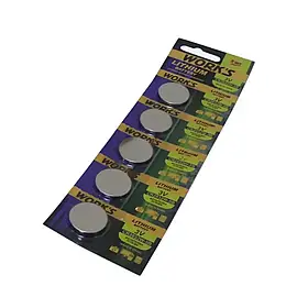 Батарейки 3 В літієві 5 шт блістер Work's Lithium CR2032W-5B батарейки з тривалим строком служби