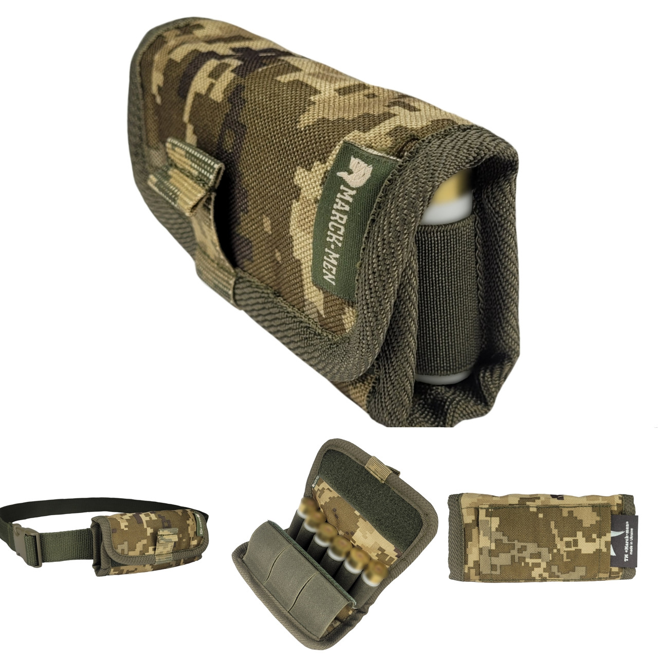 Патронташ Marck-men на 6 патронів .12К для дозарядки- 3в1. Патронташ розкладний: на руку, на пояс, в кишеню, фото 1